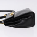 CELINE Hand Bag Leather 2way Black Gold Auth 193583A-5