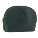 CARTIER Pouch Leather Green Gold Auth 193585V-1