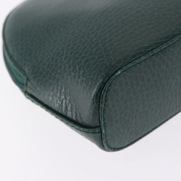 CARTIER Pouch Leather Green Gold Auth 193585V