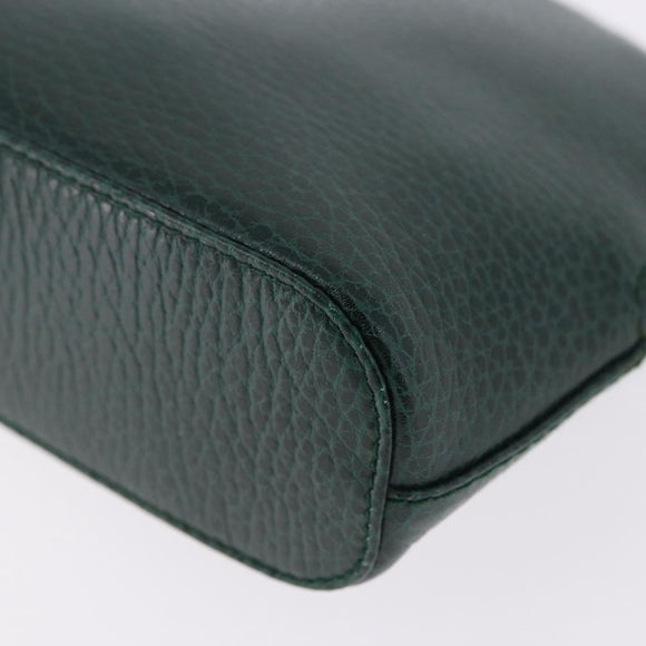 CARTIER Pouch Leather Green Gold Auth 193585V