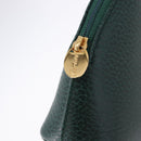 CARTIER Pouch Leather Green Gold Auth 193585V-12