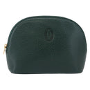 CARTIER Pouch Leather Green Gold Auth 193585V-2