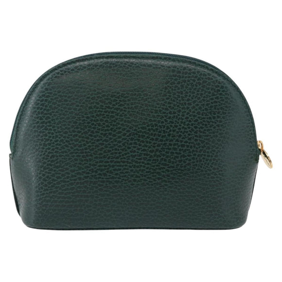 CARTIER Pouch Leather Green Gold Auth 193585V