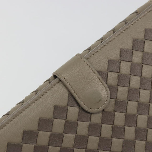 BOTTEGA VENETA INTRECCIATO Long Wallet Leather Gray Auth 193586A