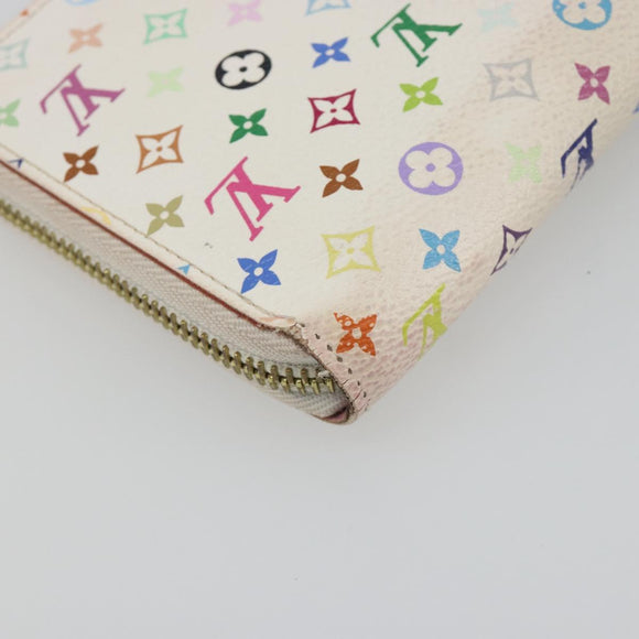 LOUIS VUITTON Monogram Multicolor Zippy Long Wallet White M60241 LV Auth 193587