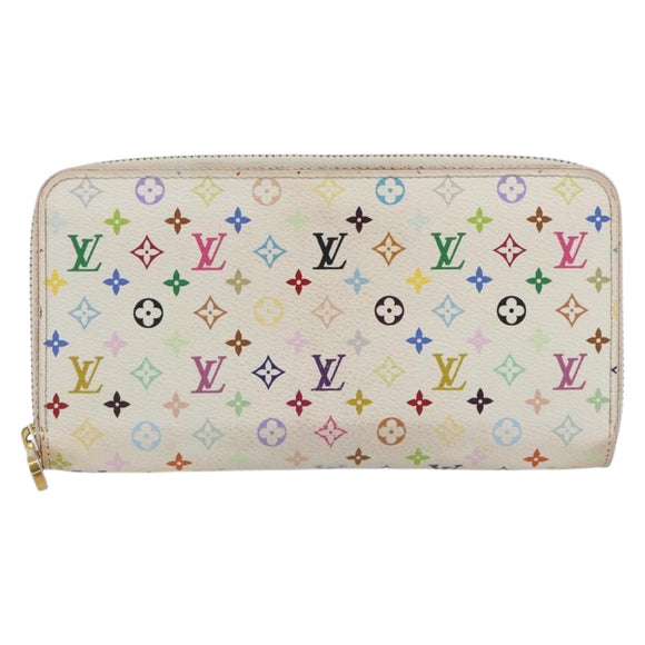 LOUIS VUITTON Monogram Multicolor Zippy Long Wallet White M60241 LV Auth 193587