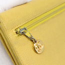 CHANEL COCO Mark Long Wallet Caviar Skin Yellow Gold CC Auth 193588-12
