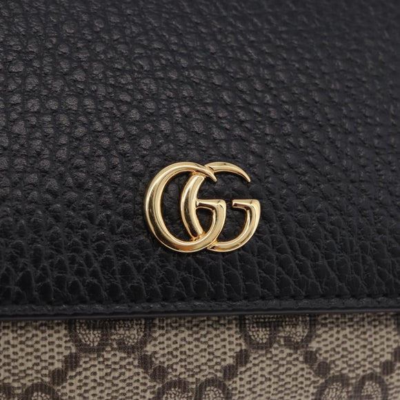 GUCCI GG Supreme Wallet PVC Leather Beige Gold 598587 Auth 193589M