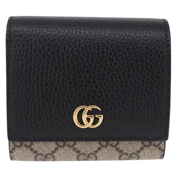 GUCCI GG Supreme Wallet PVC Leather Beige Gold 598587 Auth 193589M
