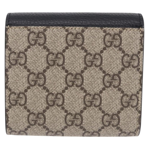 GUCCI GG Supreme Wallet PVC Leather Beige Gold 598587 Auth 193589M