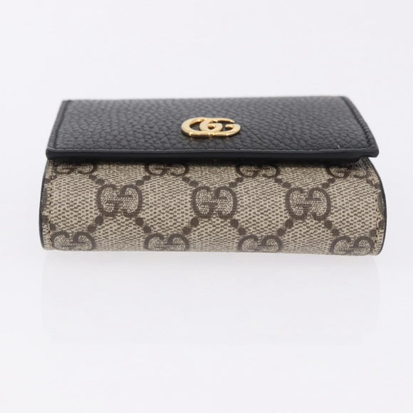 GUCCI GG Supreme Wallet PVC Leather Beige Gold 598587 Auth 193589M