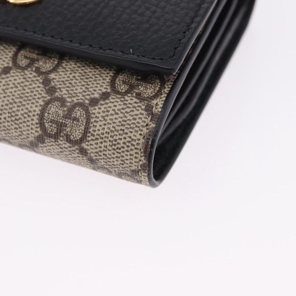 GUCCI GG Supreme Wallet PVC Leather Beige Gold 598587 Auth 193589M
