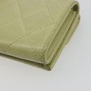 CHANEL Matelasse 2.55 Wallet Lamb Skin Green Gold CC Auth 193593A-16