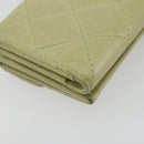 CHANEL Matelasse 2.55 Wallet Lamb Skin Green Gold CC Auth 193593A-17