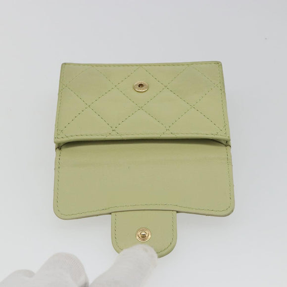 CHANEL Matelasse 2.55 Wallet Lamb Skin Green Gold CC Auth 193593A