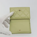 CHANEL Matelasse 2.55 Wallet Lamb Skin Green Gold CC Auth 193593A-20