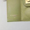 CHANEL Matelasse 2.55 Wallet Lamb Skin Green Gold CC Auth 193593A-22