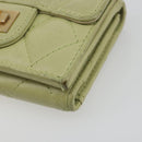 CHANEL Matelasse 2.55 Wallet Lamb Skin Green Gold CC Auth 193593A-14