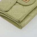 CHANEL Matelasse 2.55 Wallet Lamb Skin Green Gold CC Auth 193593A-15