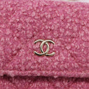 CHANEL Matelasse Chain Shoulder Pouch Tweed Pink Gold CC Auth 193594SAM-19