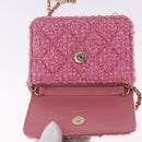 CHANEL Matelasse Chain Shoulder Pouch Tweed Pink Gold CC Auth 193594SAM-9