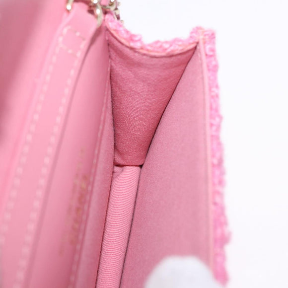 CHANEL Matelasse Chain Shoulder Pouch Tweed Pink Gold CC Auth 193594SAM