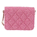 CHANEL Matelasse Chain Shoulder Pouch Tweed Pink Gold CC Auth 193594SAM-2