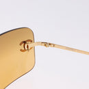 CHANEL COCO Mark Sunglasses metal Gold Tone CC Auth 193597V-9