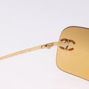 CHANEL COCO Mark Sunglasses metal Gold Tone CC Auth 193597V-14
