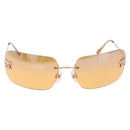 CHANEL COCO Mark Sunglasses metal Gold Tone CC Auth 193597V-13
