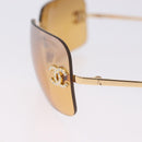 CHANEL COCO Mark Sunglasses metal Gold Tone CC Auth 193597V-7