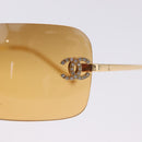 CHANEL COCO Mark Sunglasses metal Gold Tone CC Auth 193597V-8