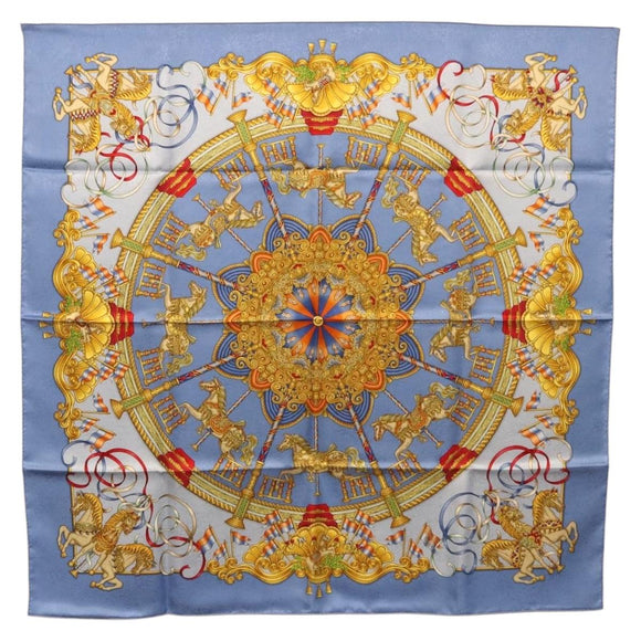 HERMES Carre 90 Scarf Silk Blue Auth 193599M