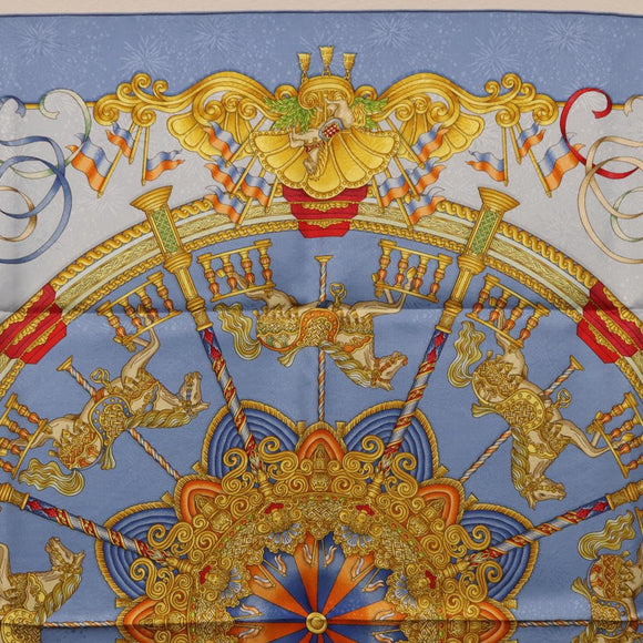 HERMES Carre 90 Scarf Silk Blue Auth 193599M