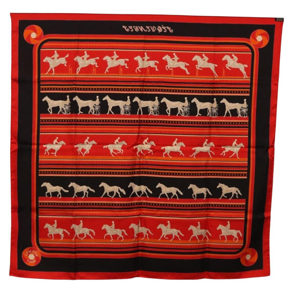 HERMES Carre 90 Scarf Silk Red Auth 193600M
