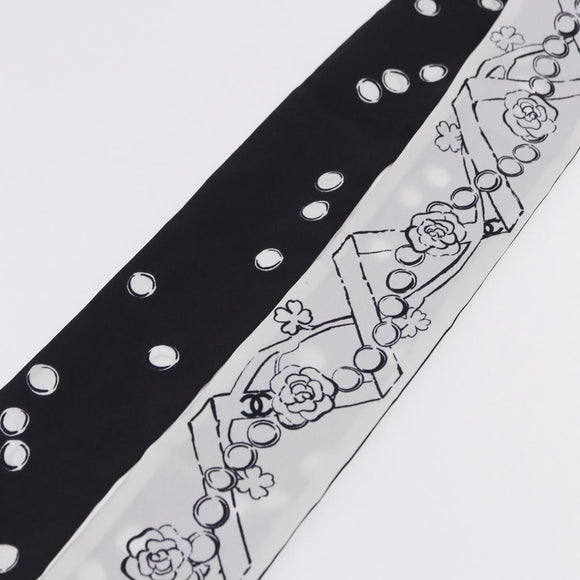 CHANEL Scarf Silk Gray CC Auth 193602M
