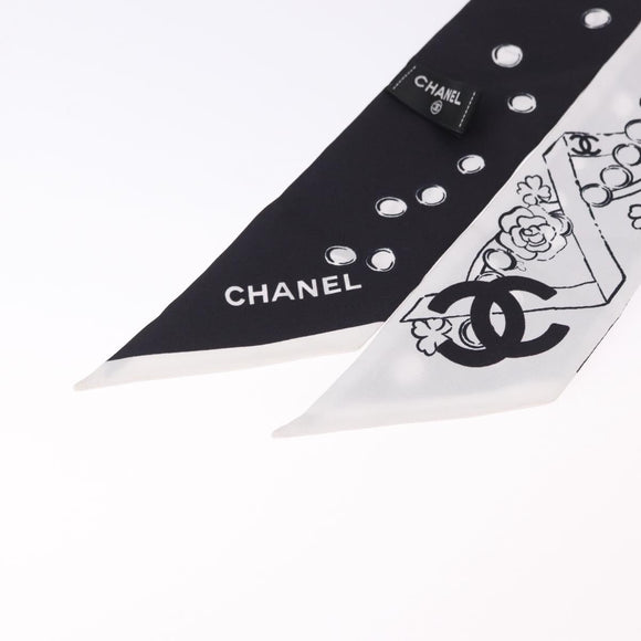 CHANEL Scarf Silk Gray CC Auth 193602M