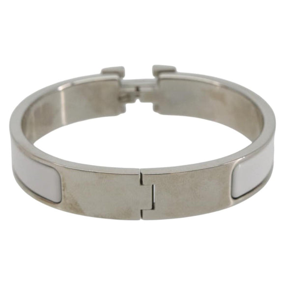 HERMES Click H Bracelet metal White Auth 193604M