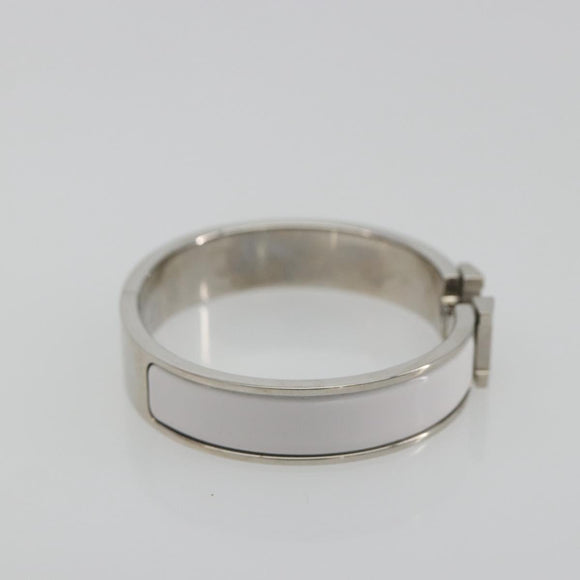 HERMES Click H Bracelet metal White Auth 193604M