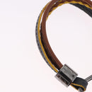 LOUIS VUITTON LV Treble Bracelet Leather Brown M6423 LV Auth 193607A-5