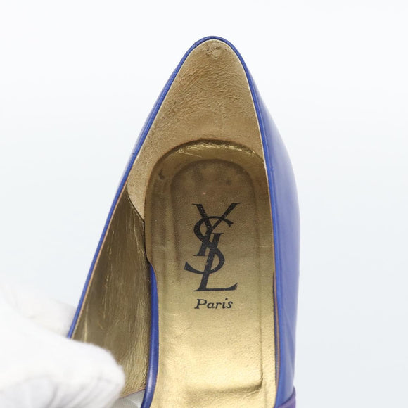 SAINT LAURENT Pumps Leather 37 Blue Auth 193709M