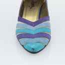 SAINT LAURENT Pumps Leather 37 Blue Auth 193709M-17