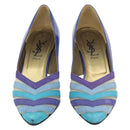 SAINT LAURENT Pumps Leather 37 Blue Auth 193709M-2