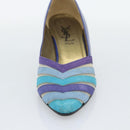 SAINT LAURENT Pumps Leather 37 Blue Auth 193709M-6