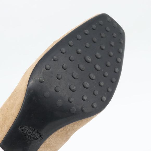 TOD'S Pumps Suede 37 Beige Gold Auth 193710M