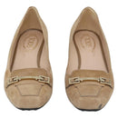 TOD'S Pumps Suede 37 Beige Gold Auth 193710M-2
