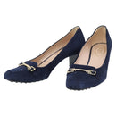 TOD'S Pumps Suede 37 Navy Gold Auth 193711M-1