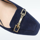TOD'S Pumps Suede 37 Navy Gold Auth 193711M-11