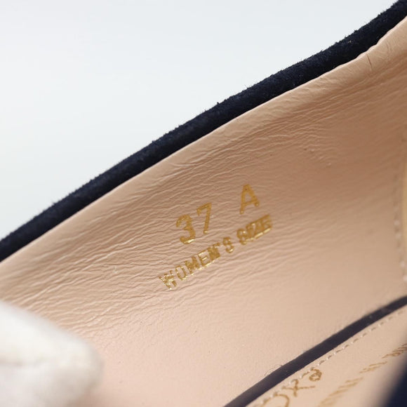 TOD'S Pumps Suede 37 Navy Gold Auth 193711M