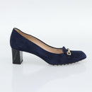 TOD'S Pumps Suede 37 Navy Gold Auth 193711M-15